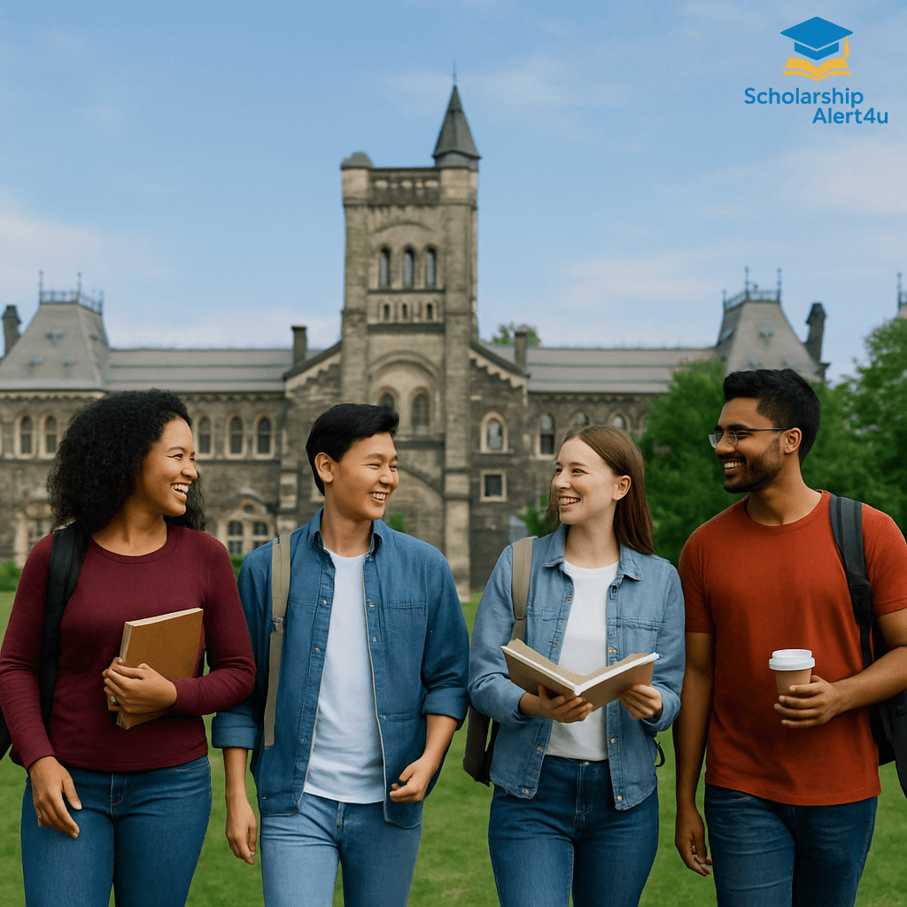 : University of Toronto campus skyline with students walking, representing opportunity.