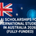 AI Scholarships for International Students in Australia 2026 (Fully-Funded) – featuring the Australian flag and digital AI elements.