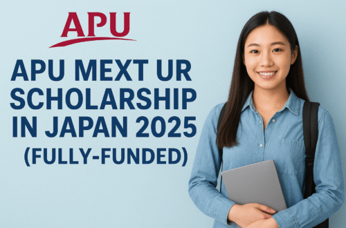 A student celebrating admission to APU under the MEXT UR Scholarship 2025 in Japan