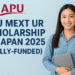 A student celebrating admission to APU under the MEXT UR Scholarship 2025 in Japan