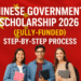 Chinese Government Scholarship 2026 (Fully-Funded) – Step-by-Step Process with international students holding books and the Chinese flag in the background.