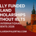 Fully Funded Poland Scholarships Without IELTS 2026 for International Students — study in Europe free at scholarshipalert4u.com, featuring Warsaw skyline at sunset.
