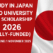 Promotional banner for the Keio University ADB Scholarship 2026 in Japan, featuring the Japan flag and the application deadline of November 1, 2025.