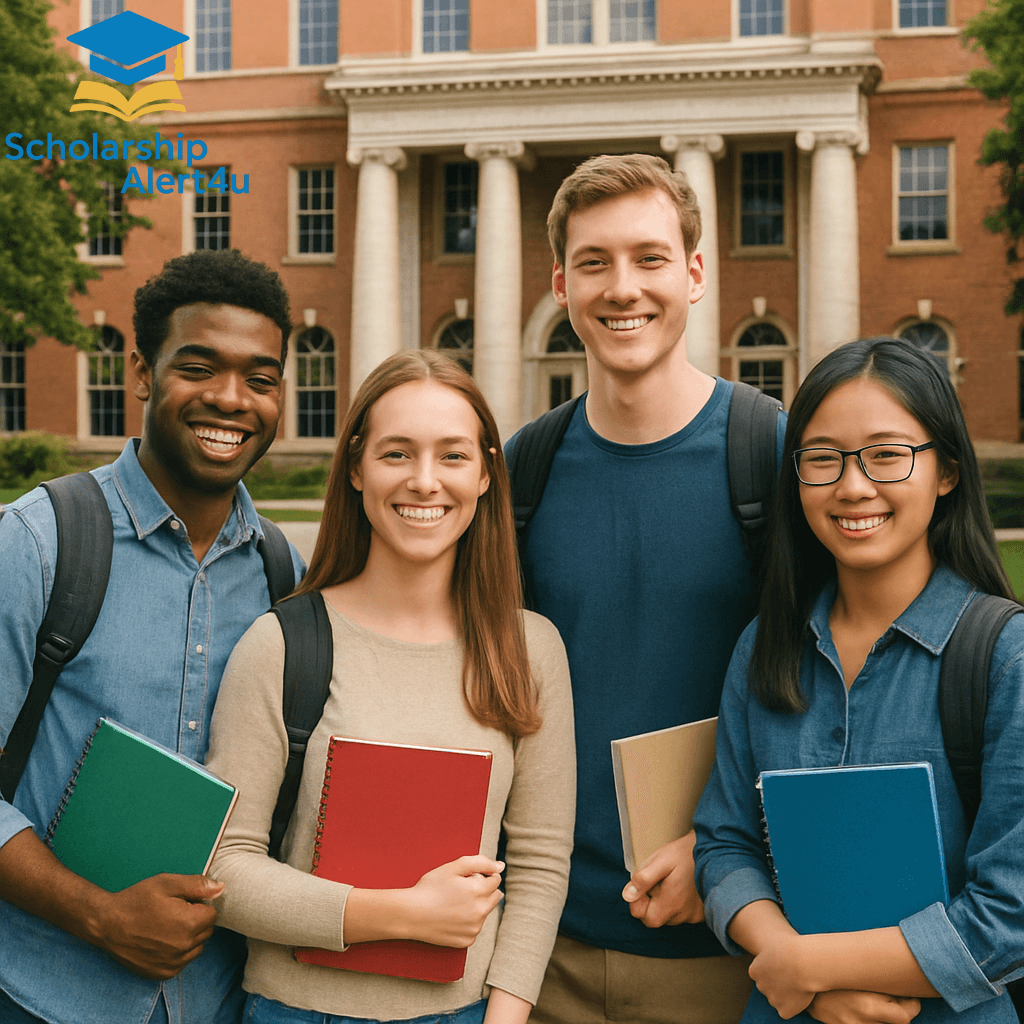 Modern campus building of the American University in Dubai (AUD) with students, representing the American University in Dubai Scholarships 2026.