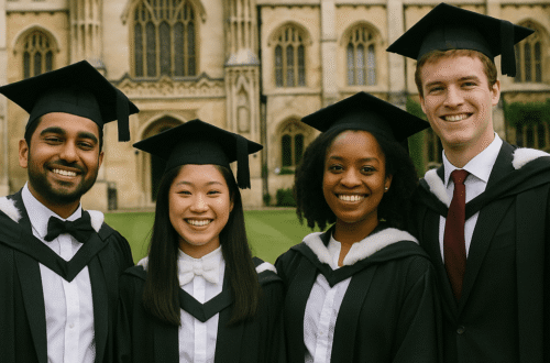 Student from a developing country looking up at the historic gates of the University of Cambridge after securing the Gates Cambridge UK Scholarship 2026.